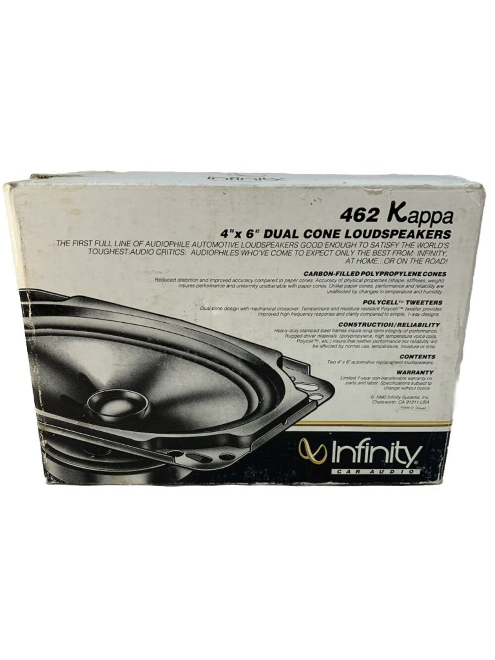 (2) Infinity Car Audio 462 Kappa 4"x6" Dual Cone Loudspeakers Audiophiles - READ